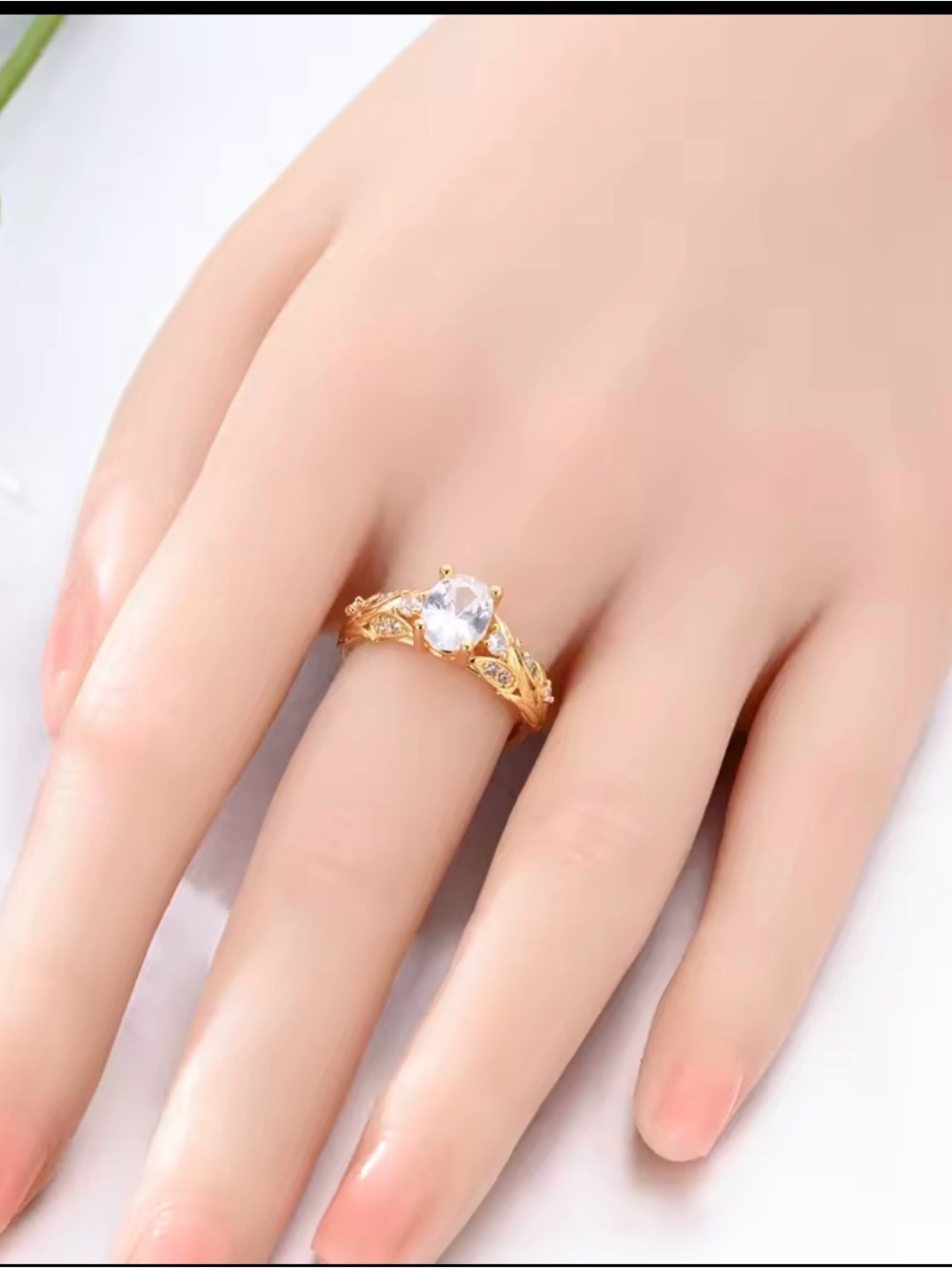 925 sterling silver plated gold size 8 & 9 - Picture 3 of 3
